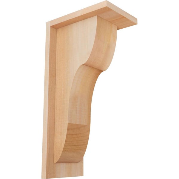 Ekena Millwork 5-1/2 in. x 8 in. x 16 in. Western Red Cedar Carmel Smooth Corbel with Backplate