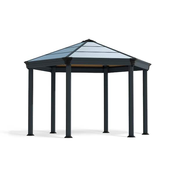 Roma Hexagonal 12 ft. x 14 ft. Gray/Bronze Outdoor Gazebo
