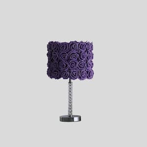 18.25 in. Lavender Roses in Bloom Acrylic/Metal Table Lamp