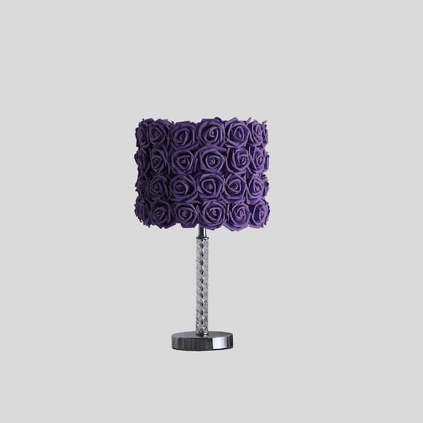 ORE International 18.25 in. Lavender Roses in Bloom Acrylic/Metal Table Lamp