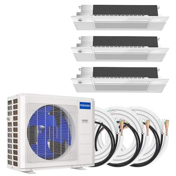 MRCOOL DIY 27,000 BTU 2.25-Ton 3-Zone 22 SEER Ductless Mini-Split AC and Heat Pump with Cassettes 9K+9K+9K & 25,35,35ft Lines