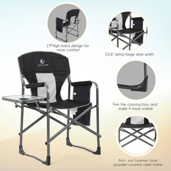 world famous sports director's chair with folding side table