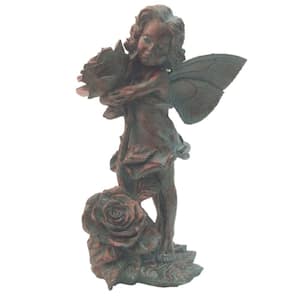 21 in. Fairy Lillian Rose Bronze Patina Collectible Garden Statue