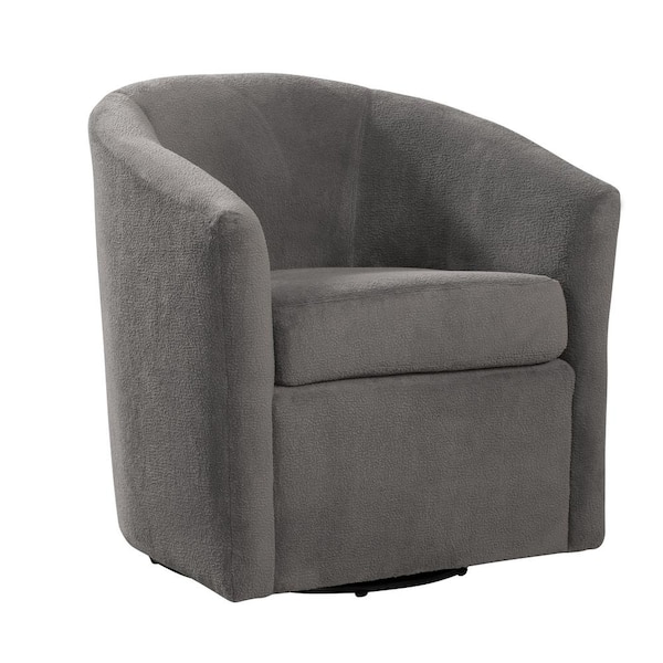 Unbranded Odessa Ash Gray Performance Fabric Barrel Style Accent Chair with Swivel