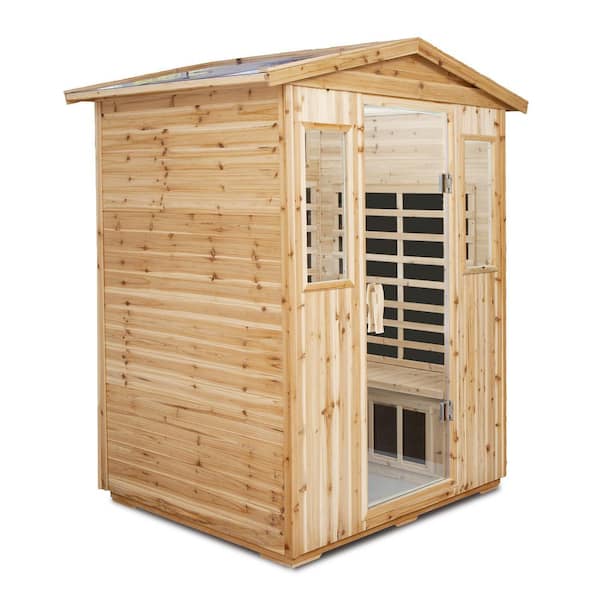 4-Person Outdoor Fir Infrared Sauna with 8 Far-Infrared Carbon Crystal Heaters