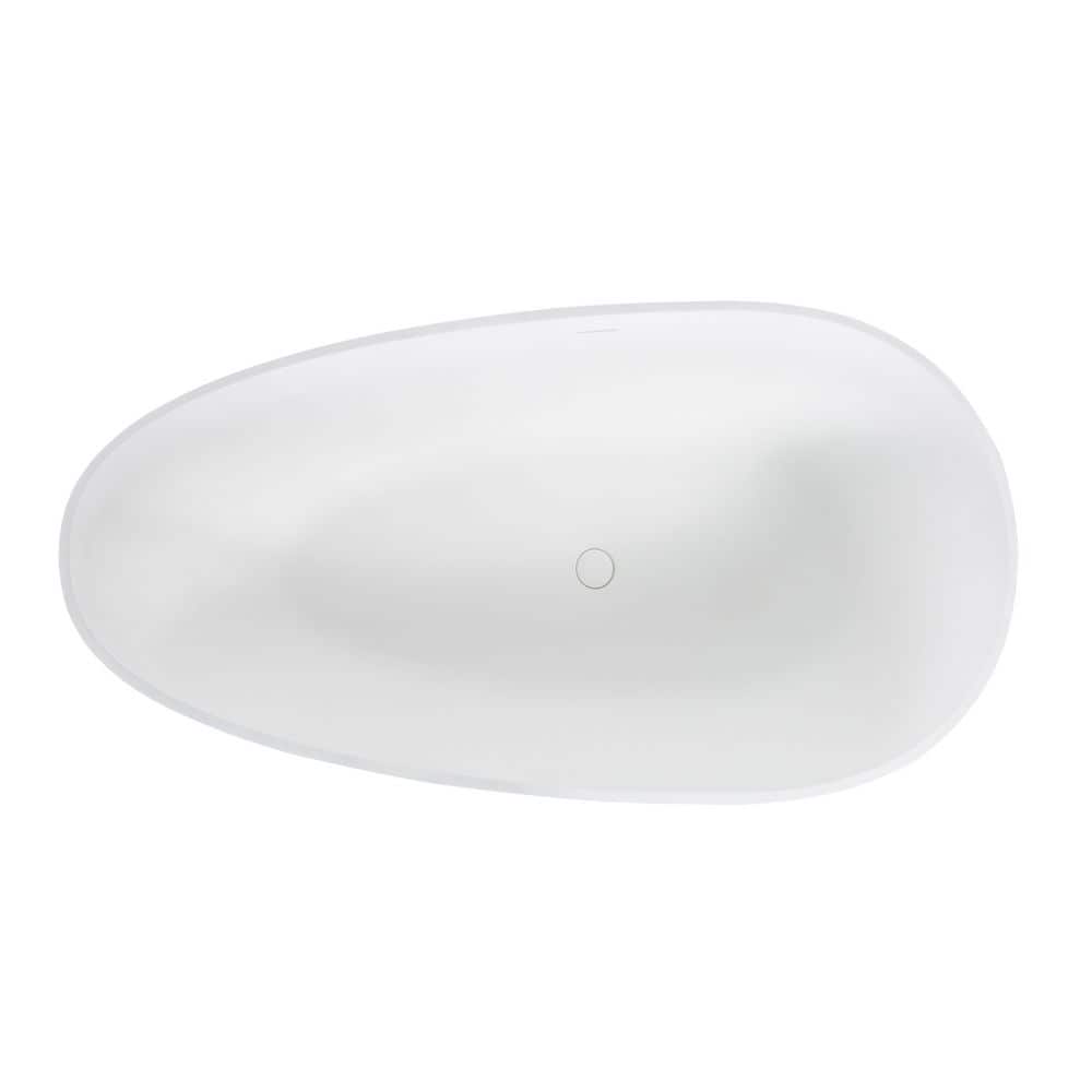 59.06 in. x 30.71 in. Soaking Freestanding Bathtub with Center Drain in Matte White Solid Surface Material for Modern price history on PriceWatchPro