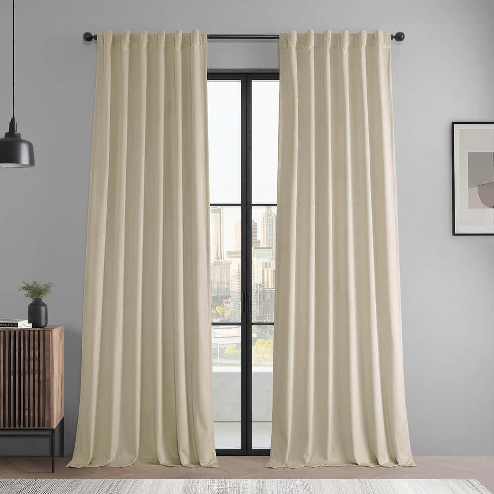 Light Ivory Basic Deluxe Velvet 50 in. W x 108 in. L Rod Pocket Room Darkening Curtain Pair (2 Panels) price history on PriceWatchPro