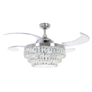 Veil 48-in. Integrated LED Indoor Chrome Rectractable Blades Ceiling Fan with Light and Remote Control