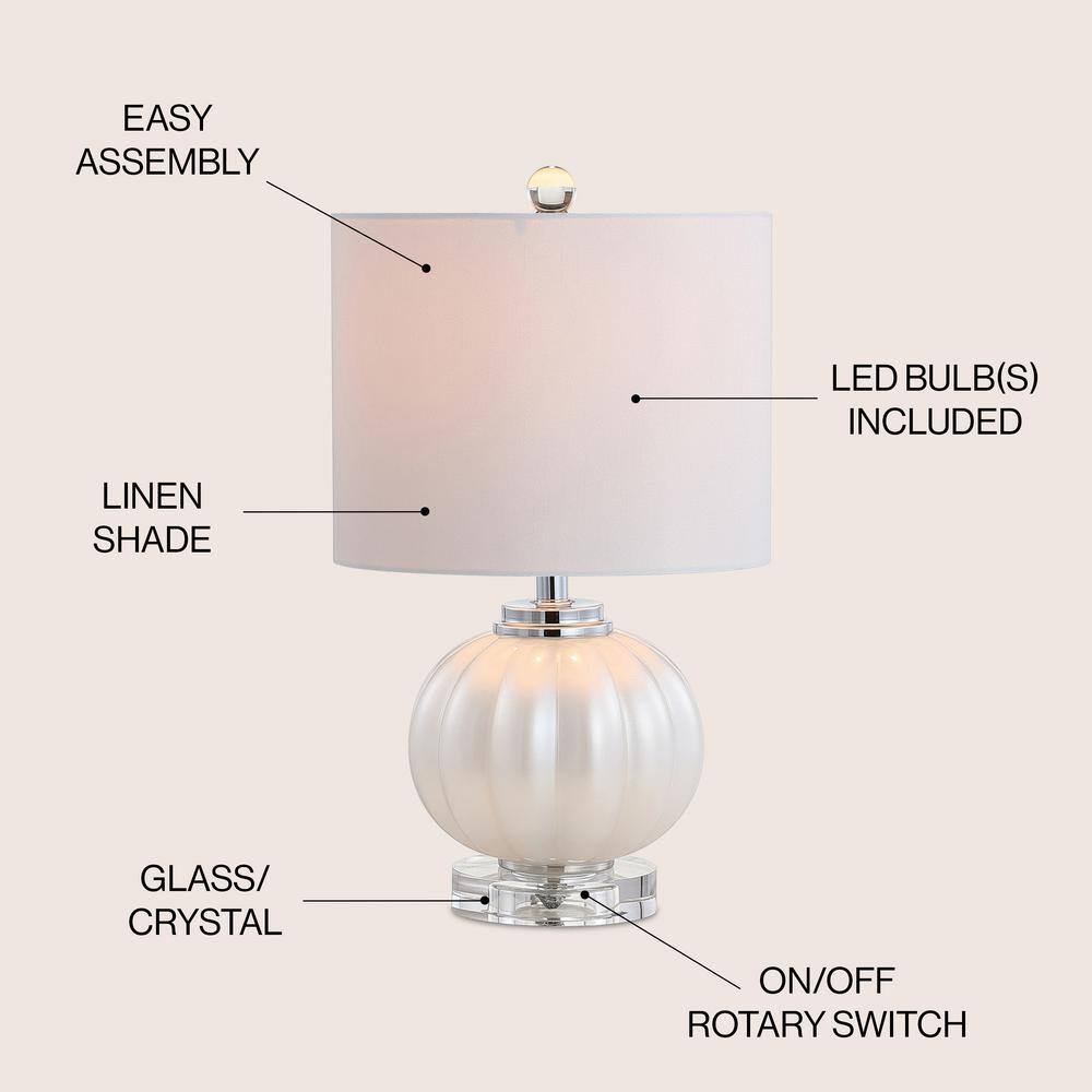 Iridescent Ivory 17.5" Glass Table Lamp with White Silk Shade