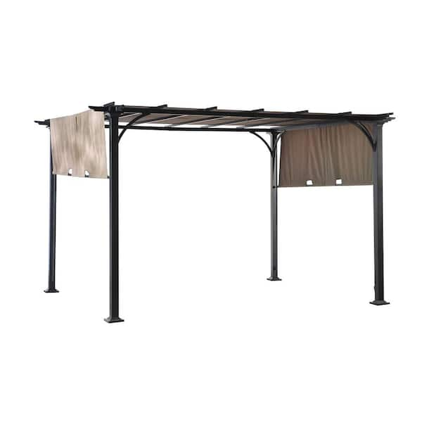 Sunjoy Doubleton 10 ft. x 8 ft. Matte Black Steel Pergola