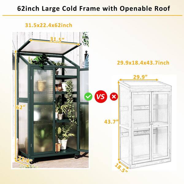Unbranded - 22.4 in. W x 31.5 in. D x 62 in. H Fir Wood Green Greenhouse
