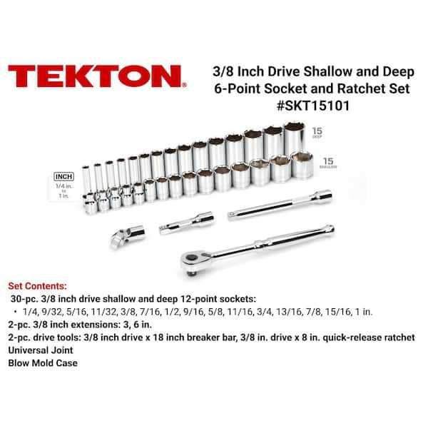 3/8 in. Drive 6-Point Socket and Ratchet Set, 34-Piece (1/4-1 in.)
