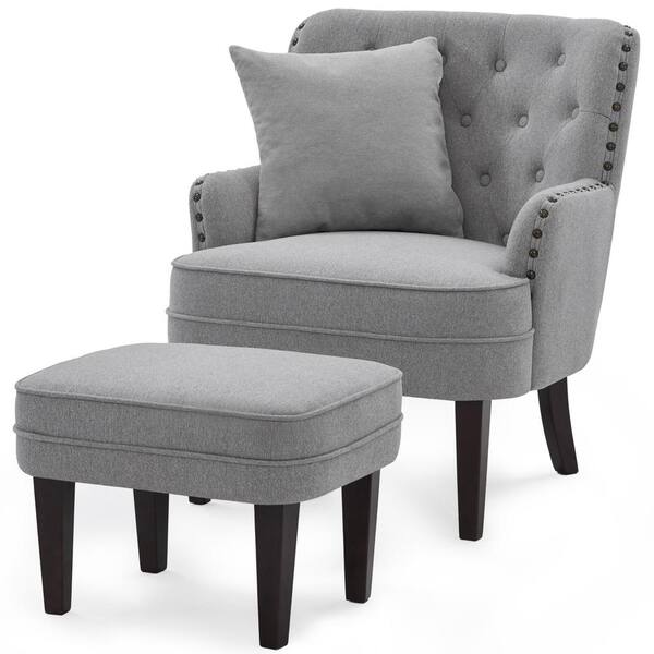 tufted accent chair and nailhead ottoman