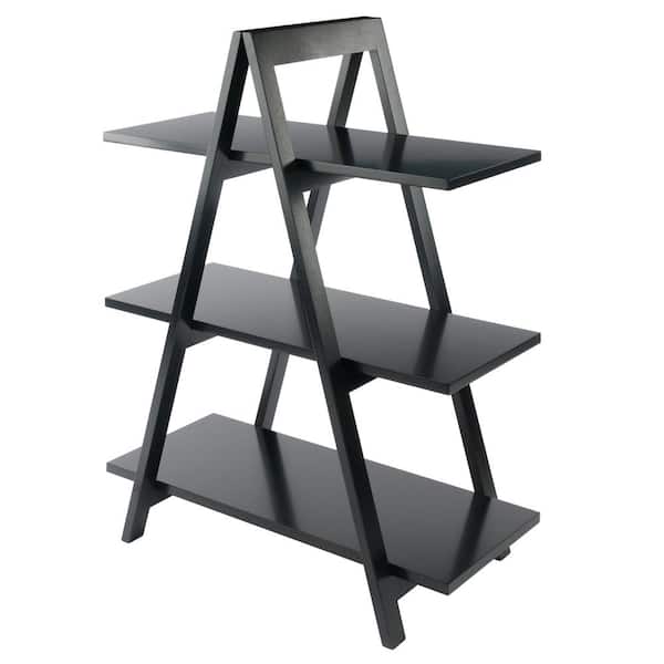 WINSOME WOOD Aaron 3-Tier 38 in. H Black 3-Shelves A-Frame