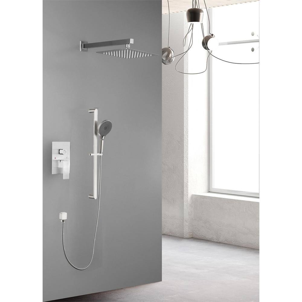 Nestfair 2Spray Square Wall Bar Shower Kit with 3Spray Hand Shower in