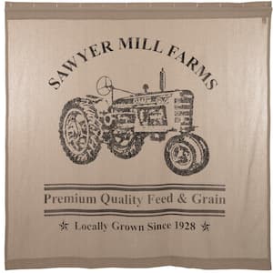 Sawyer Mill Charcoal Grey and Khaki 72 in. Tractor Shower Curtain