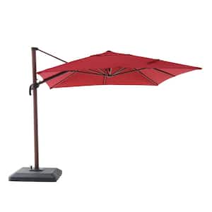 10 ft. x 12 ft. Aluminum Cantilever Rectangle Offset Outdoor Patio Umbrella in Chili with Base Included