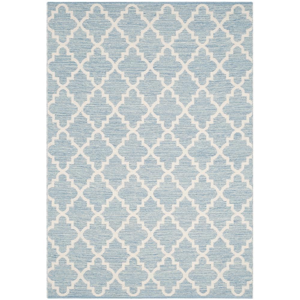 Coastal Breeze Light Blue and Ivory Cotton 5' x 7' Area Rug