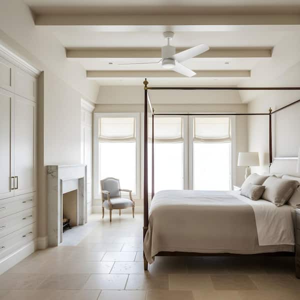 Colgin 56 in. Matte White Hugger Flush Mount Standard Ceiling Fan with Integrated LED Light Kit and Remote