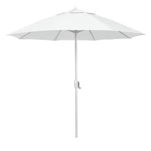 9 ft. Matted White Aluminum Market Patio Umbrella Fiberglass Ribs and Auto Tilt in White Olefin