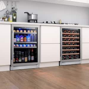 48 in. Dual Zone 54-Wine Bottles & 220-Cans Beverage & Wine Cooler Side-by-Side Built-In Refrigerator in Stainless Steel
