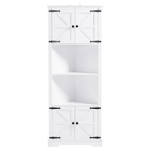 Anky 26 in. W x 13.9 in. D x 67 in. H White Farmhouse Freestanding Bathroom Corner Storage Linen Cabinet with Barn Door