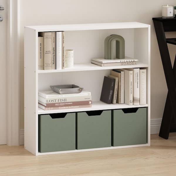 Libreria Espositiva Furinno Pasir A 3 Ripiani - Design Compatto, Bianco, 60x71.5x30 Cm | Ideale Per Piccoli Spazi