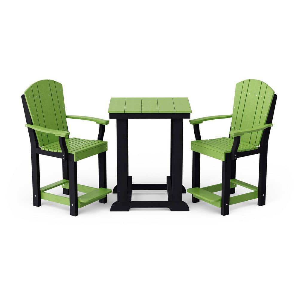 Heritage 3-Piece Lime Green and Black HDPE Plastic Outdoor Patio Counter Set price history on PriceWatchPro