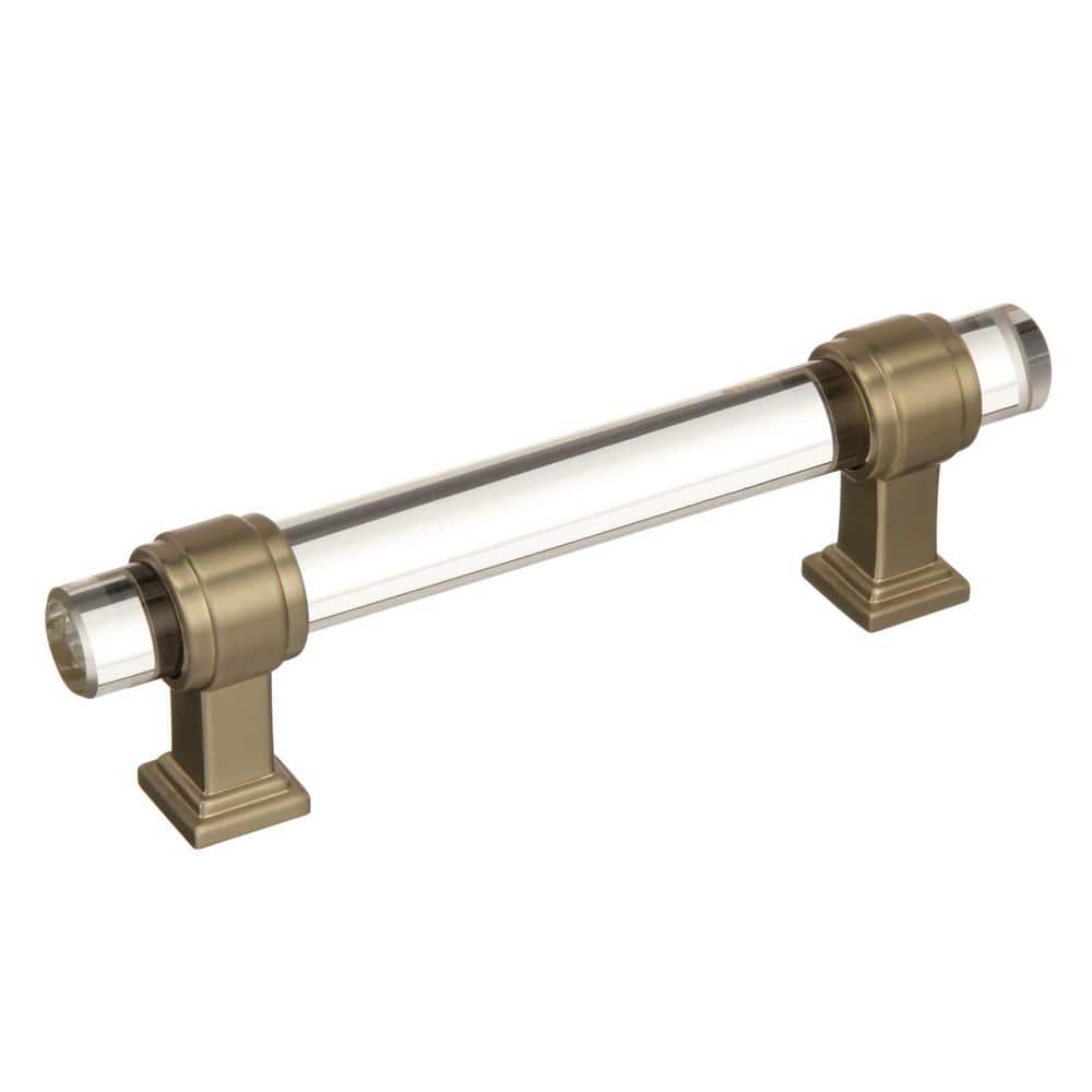Glacio 3-3/4 in. (96mm) Modern Clear/Golden Champagne Bar Cabinet Pull