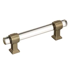 Glacio 3-3/4 in (96 mm) Clear/Golden Champagne Drawer Pull