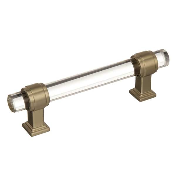 Amerock Glacio 3-3/4 in (96 mm) Clear/Golden Champagne Drawer Pull
