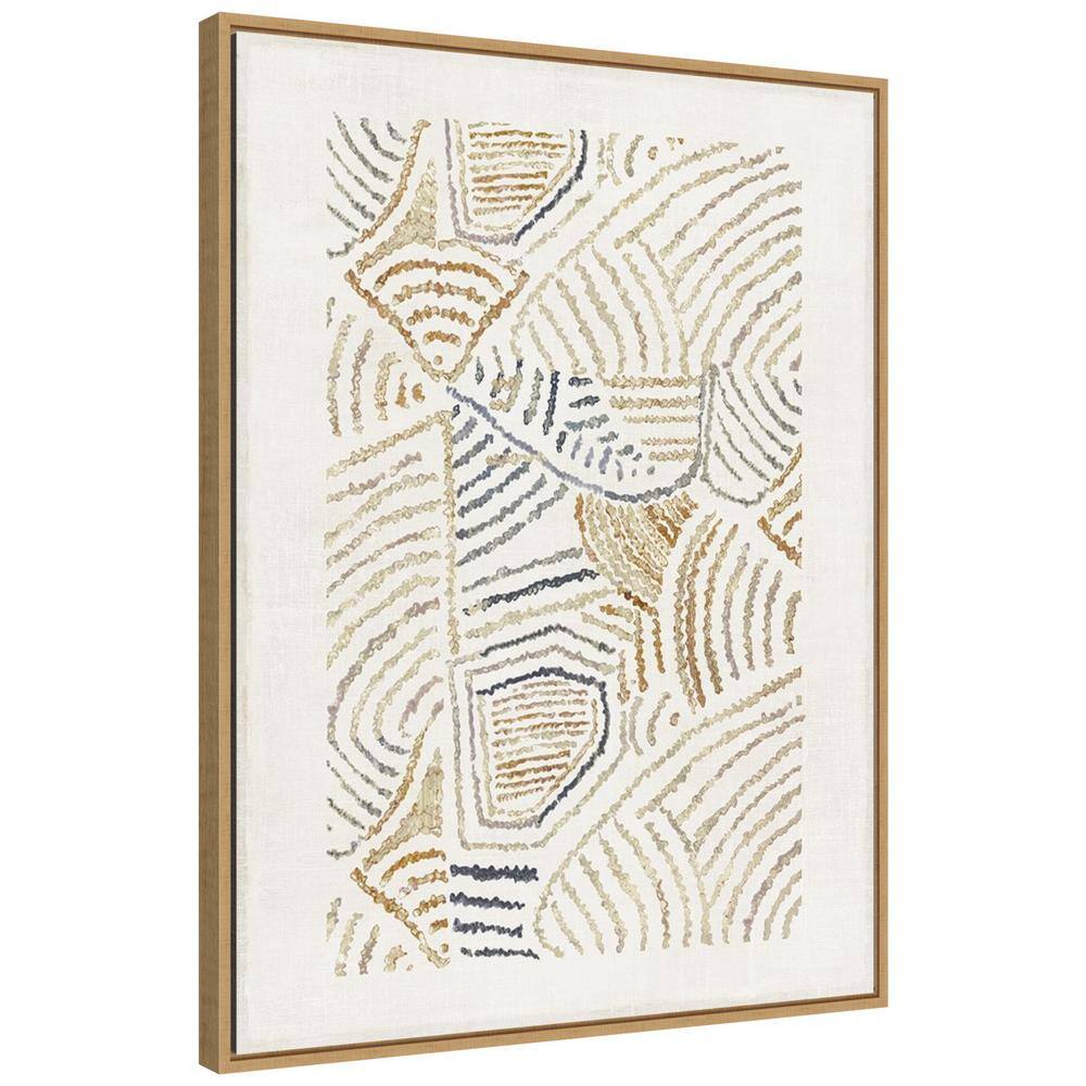 Dreamy Geo II Abstract Canvas Wall Art with Light Brown Frame