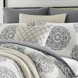 Bristol Gray/Cream Medallion Cotton Comforter Set