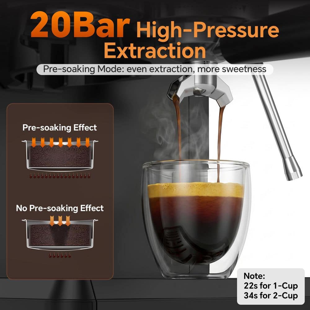Black Stainless Steel Espresso Machine 2-Cup - rated 4.6 stars from 5 reviews