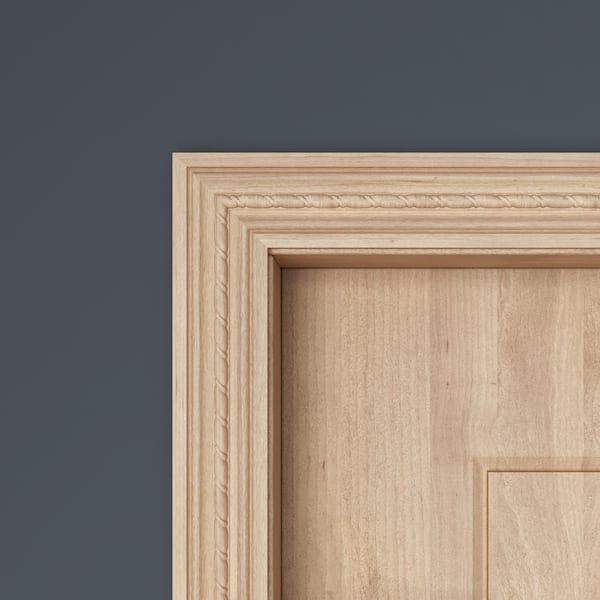 Ornamental Mouldings 1433-7 1/2 in. x 3 in. x 84 in. White Hardwood Embossed Rope Casing Moulding