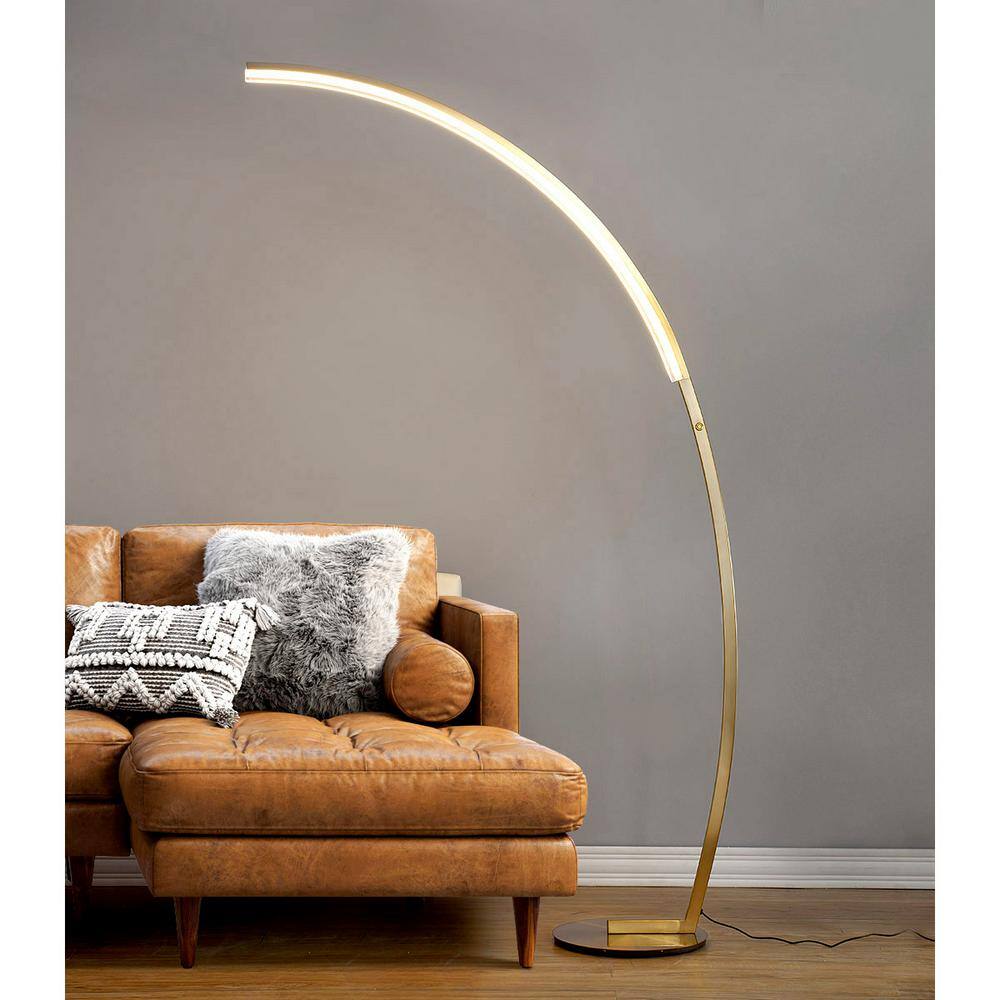 Taneytown 76'' Brushed Brass LED Arched Floor Lamp