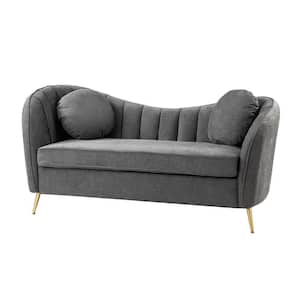 Carmen Grey 64.6 in. Wide 2-Seat Polyster Loveseat with Removable Cushions