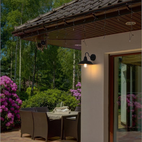8 in. Black Outdoor Hardwired Wall Sconce with No Bulbs Included