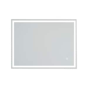 32 in. W x 24 in. H Medium Rectangular Frameless Anti-Fog LED Wall Mounted Bathroom Vanity Mirror in Silver