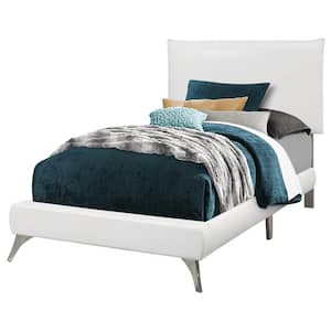 White Leather-Look Twin Size Bed