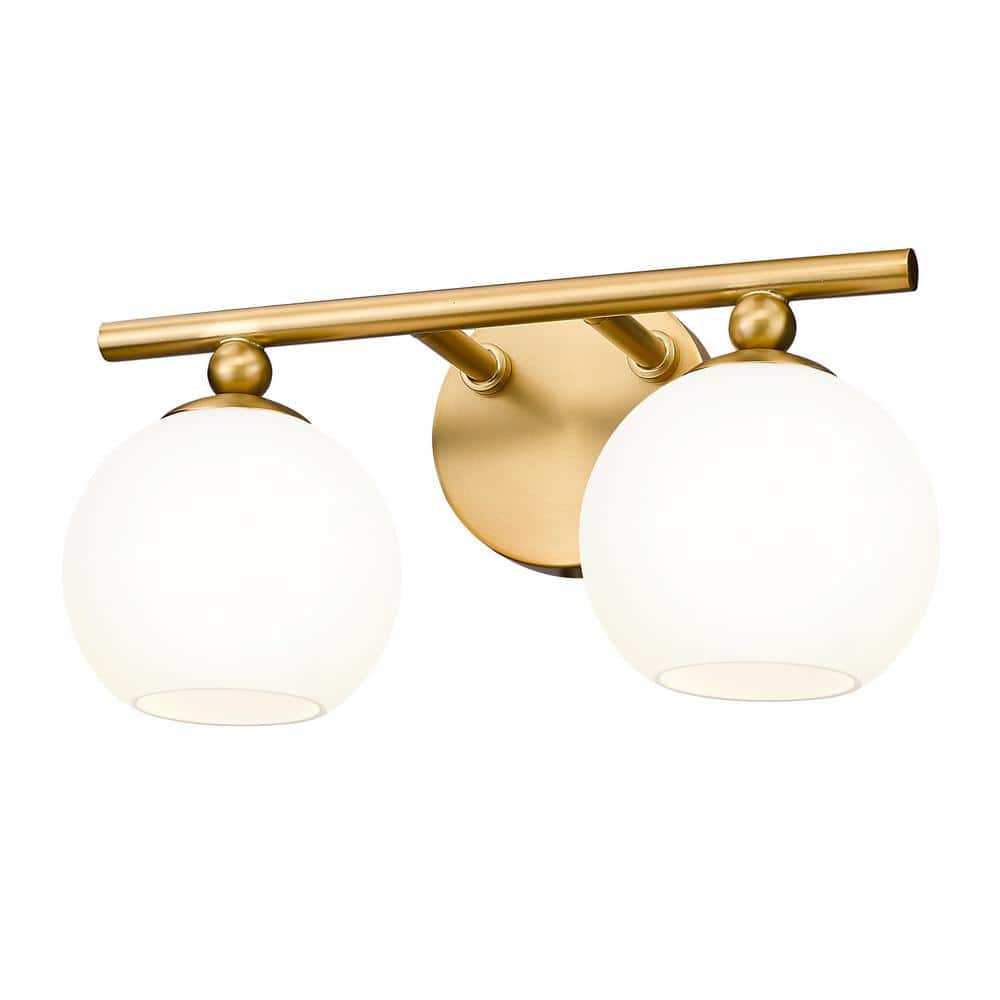 Neoma Modern Gold 2-Light Vanity with Opal Glass Shades