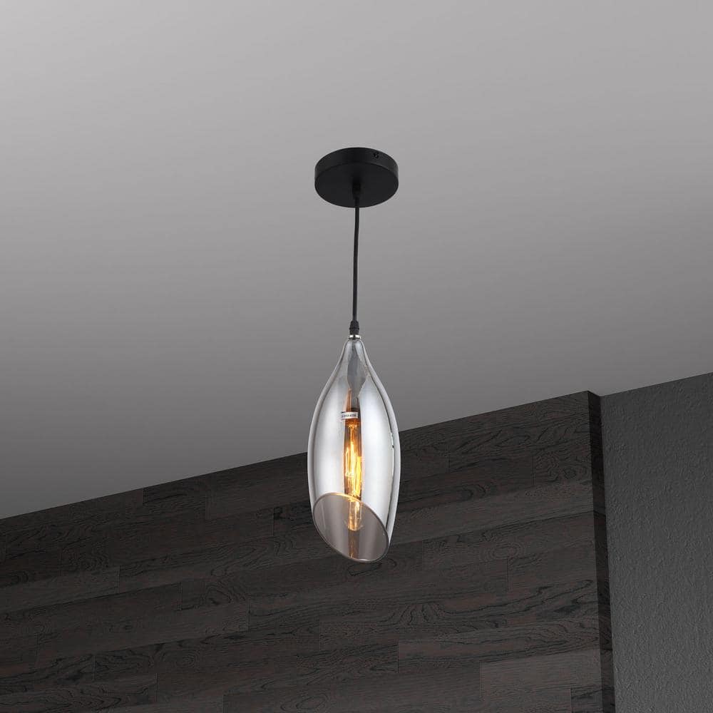 Black Teardrop Glass Indoor/Outdoor Pendant Light