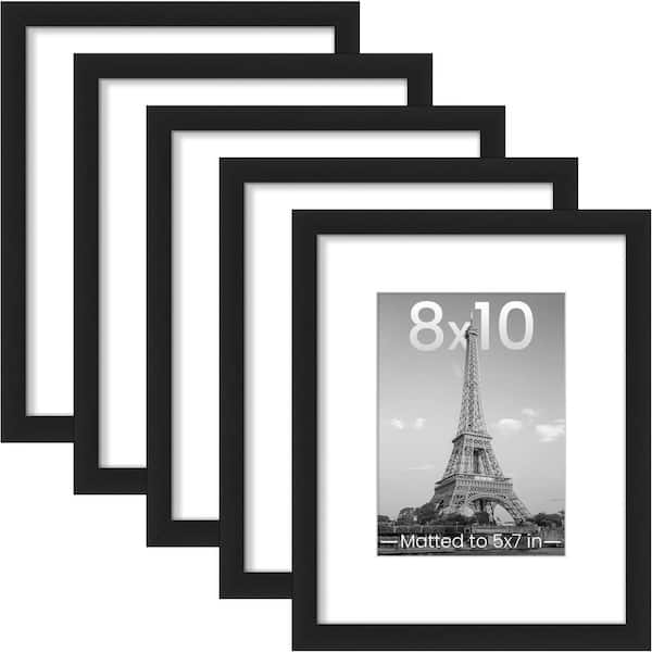 8 x 10 Matted Black Plastic Hanging Picture Frame (Set of 5