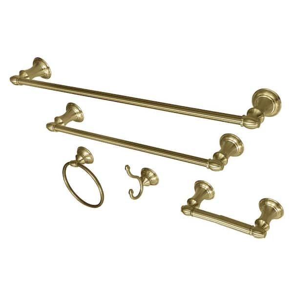 Kingston Brass Provence 5-Piece Bath Hardware Set In Brushed Brass ...