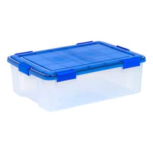 41 Qt. WeatherPro Clear Plastic Storage Box, Lid Blue