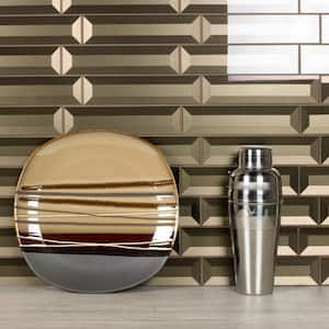 Secret Bronze 2 in. x 8 in. Glossy Beveled Glass Subway Wall Tile (16 sq. ft./Case)