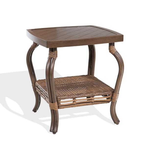 ULAX FURNITURE Arsterie Brown Aluminum Outdoor Side Table