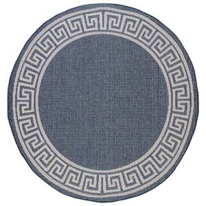 Nuu Garden Blue and White 5 ft. Round Moroccan Polypropylene Waterproof  Fade Resistant Indoor/Outdoor Area Rug SO04-01 - The Home Depot