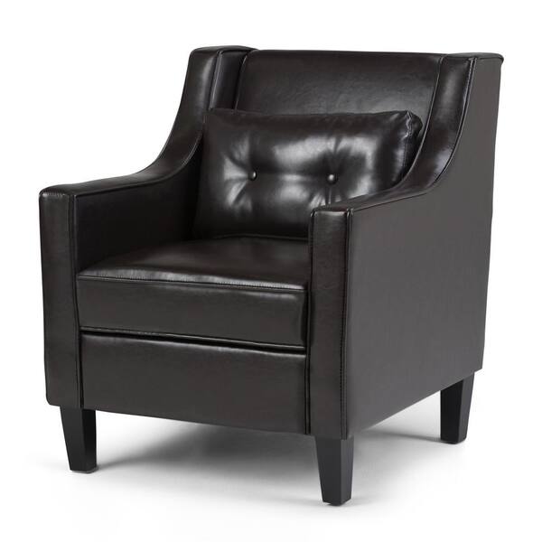Simpli Home Ashland Tanners Brown Faux Leather Club Arm Chair