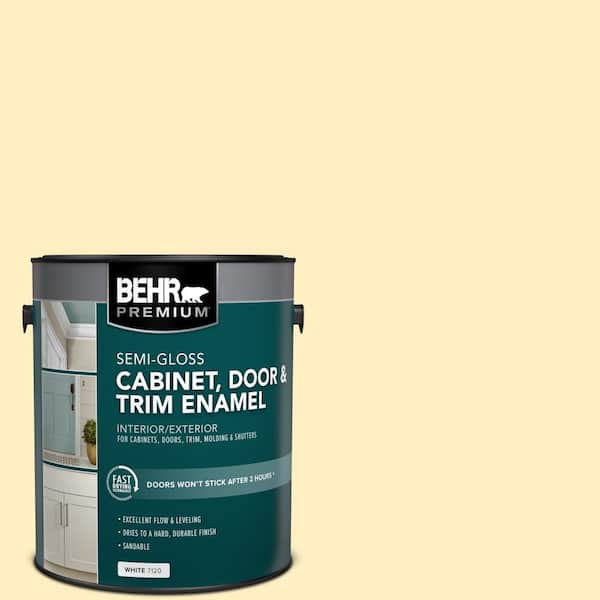 BEHR PREMIUM 1 gal. #380A-2 Moonlit Yellow Semi-Gloss Enamel Interior/Exterior Cabinet, Door & Trim Paint